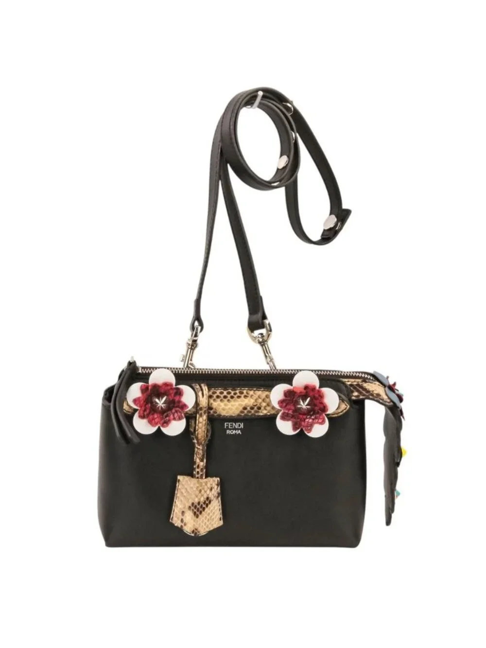 Fendi by the Way Leather Mini Shoulder Bag Clutch Black